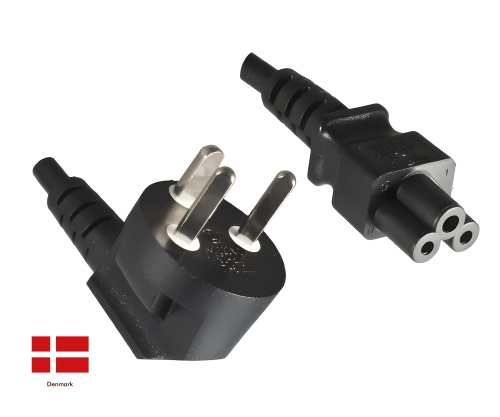 Cavo di rete Danimarca tipo K 90° a C5, 0,75 mm², omologato: VDE/DEMKO, nero, lunghezza 1,80 m